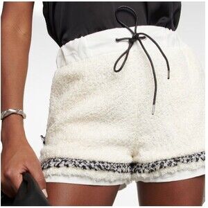Sacai Women's High Waisted Tweed Shorts size L/10 - Off White Made in Japan NWT